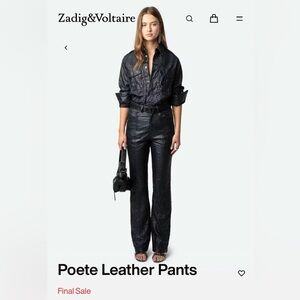 NWT Textured Poete Leather Pants - Zadig & Voltaire (size 40 - M/L)